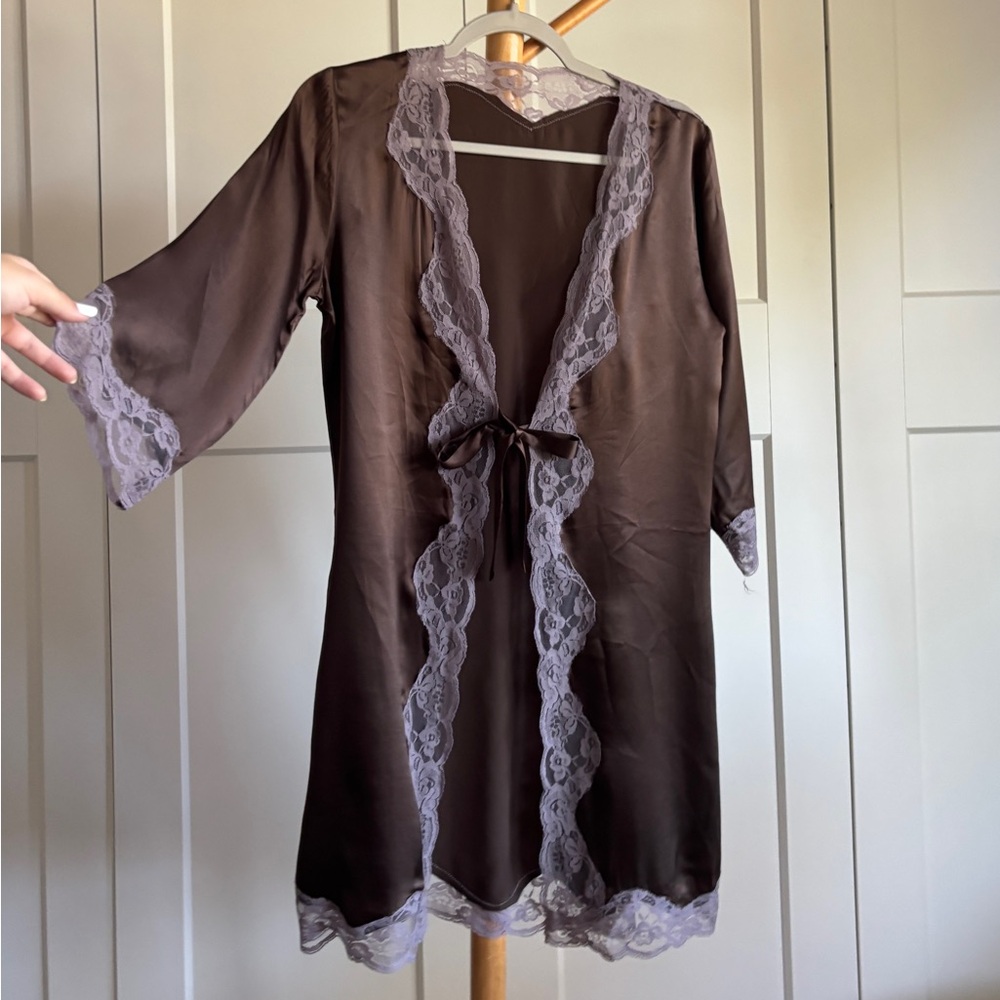 Anthropologie by Eloise SILK robe loungewear